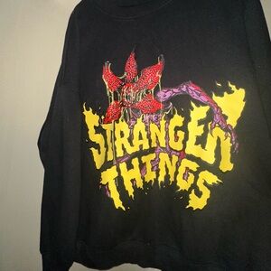 Stranger things pull over black crew neck oversized womens XL